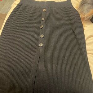 Joseph Black Ribbed Midi Pencil Skirt